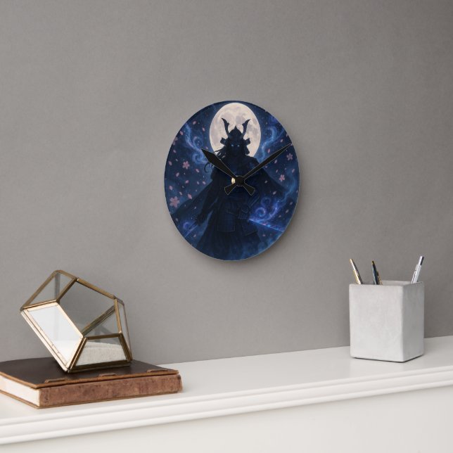 Celestial Samurai Cloak Dark Fantasy Anime Warrior Runde Wanduhr (Büro)