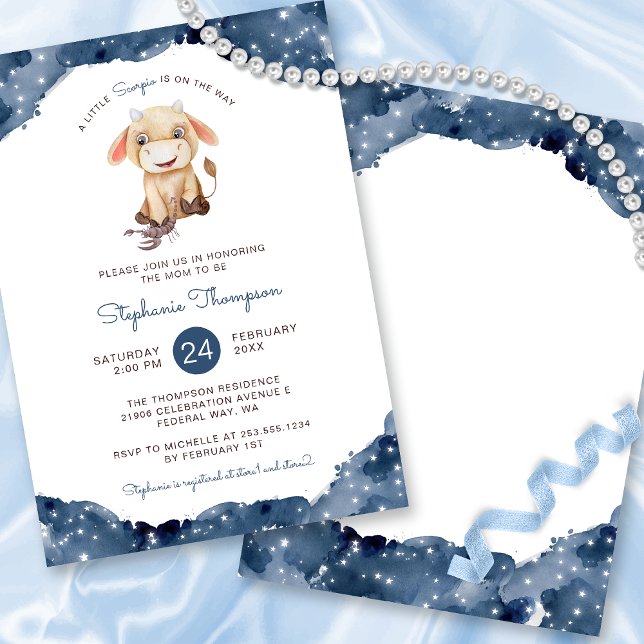 Celestial Scorpio Astrologie Baby Dusche Einladung (Celestial Scorpio Astrology Sign Baby Shower Invitation)