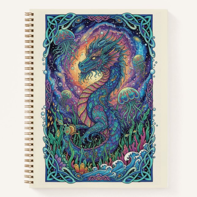 Celestial Sea Dragon Aquatic Zen tangle Journal Notizbuch (Vorderseite)