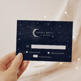Celestial Silver Crescent Moon UAWG Response Card RSVP Karte