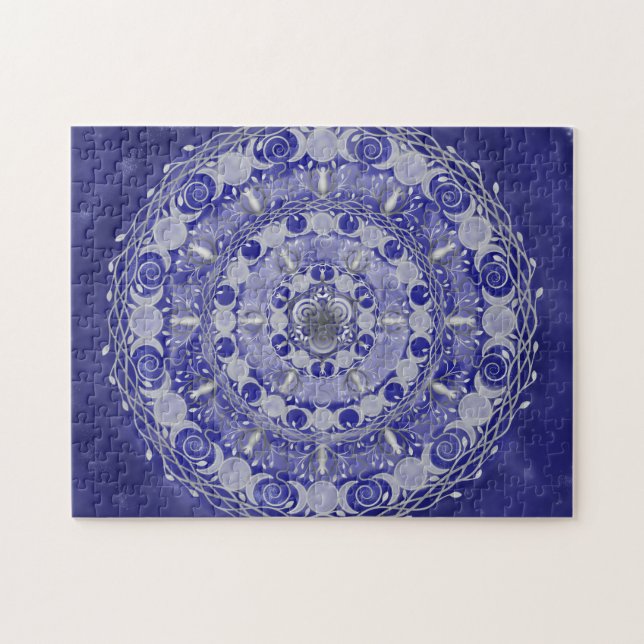 Celestial Silver Triple Moon Goddess Mandala Puzzle (Horizontal)