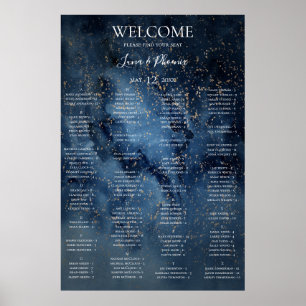 Celestial Sky   Gold Alphabetischer Sitzplan Poster
