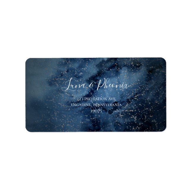 Celestial Sky | Silver Wedding RSVP Address Labels Adressaufkleber (Vorne)
