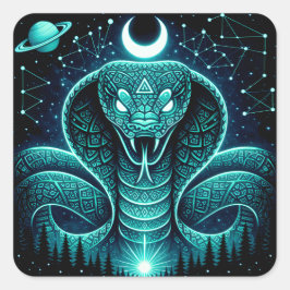 Celestial Snake – Cosmic Ancient Wildlife Galaxy Quadratischer Aufkleber