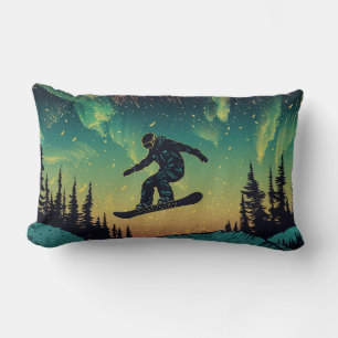 Celestial Snowboarder Throw Kissen