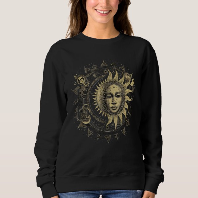 Celestial Space Sun Moon Boho Luna Solar Astronomy Sweatshirt (Vorderseite)