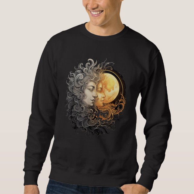 Celestial Space Sun Moon Boho Luna Solar Astronomy Sweatshirt (Vorderseite)