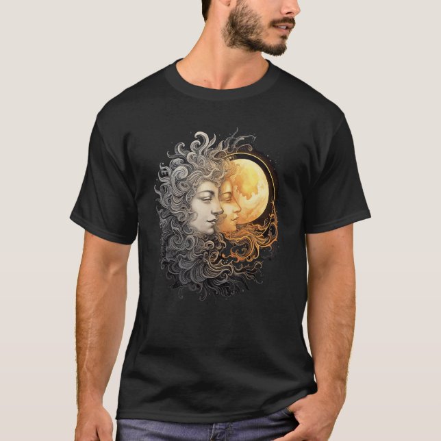 Celestial Space Sun Moon Boho Luna Solar Astronomy T-Shirt (Vorderseite)