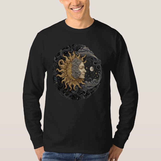 Celestial Space Sun Moon Boho Luna Solar Astronomy T-Shirt (Vorderseite)
