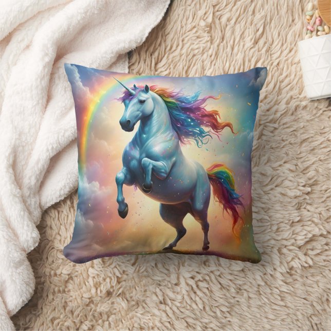 Celestial Spectrum: Der Regenbogen Einhornbogen Kissen (Decke)