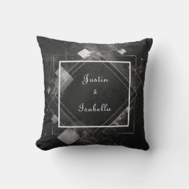 Celestial Splash Geometric Elegante Black Wedding Kissen