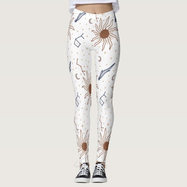 Celestial Star Floral Theme Leggings (Vorderseite)