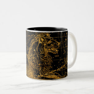 Celestial Star Map Astrologischer LEO Löwe Gold Zweifarbige Tasse