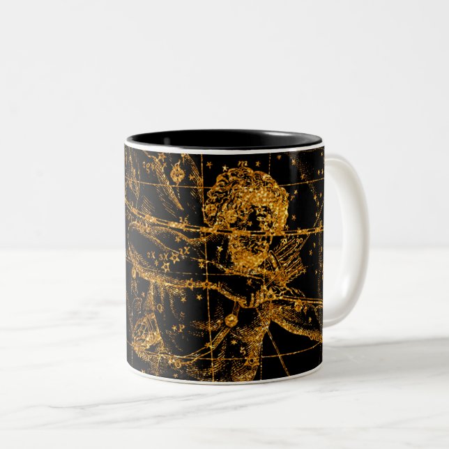 Celestial Star Map Astrologisches Gold Sagittarier Zweifarbige Tasse (VorderseiteRechts)
