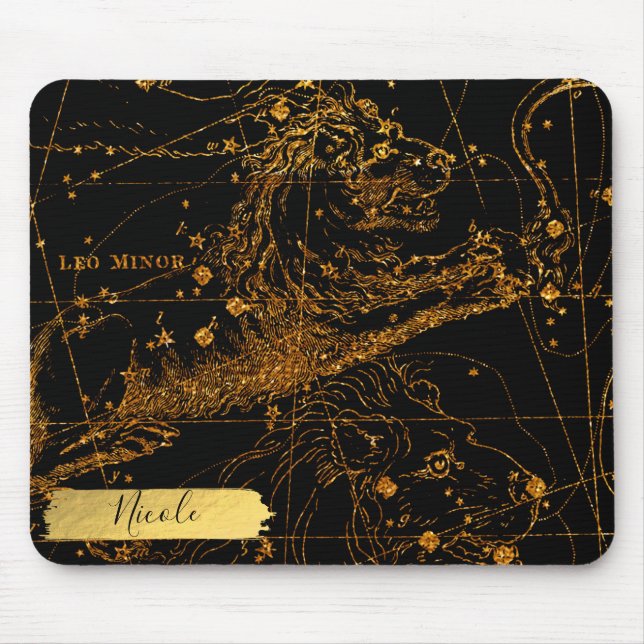 Celestial Star Map Astrologisches Zeichen Leo Lion Mousepad (Vorne)