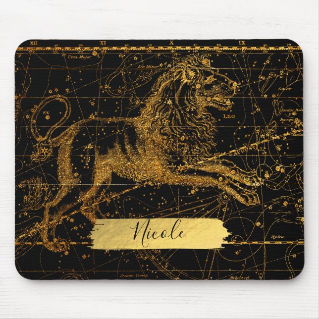 Celestial Star Map Astrologisches Zeichen Leo Lion Mousepad (Vorne)