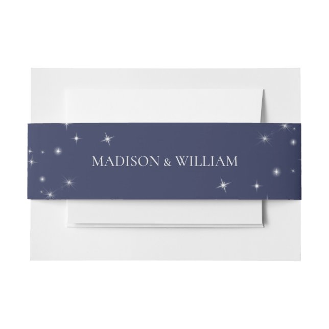 Celestial Star Personalized Blue Wedding Einladungsbanderole (Vorderseite Beispiel)