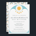 Celestial Star Sun Yellow Blue Modern Bat Mitzvah Einladung<br><div class="desc">Celestial Star Yellow Blue Modern Bat Mitzvah Einladung</div>