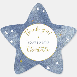 Celestial Star Watercolor Personalisiert Danke Stern-Aufkleber
