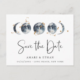 Celestial Starry Moon Phase Save the Date Ankündigungspostkarte