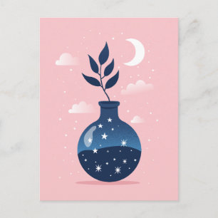 Celestial Starry Night Blossom Feiertagspostkarte