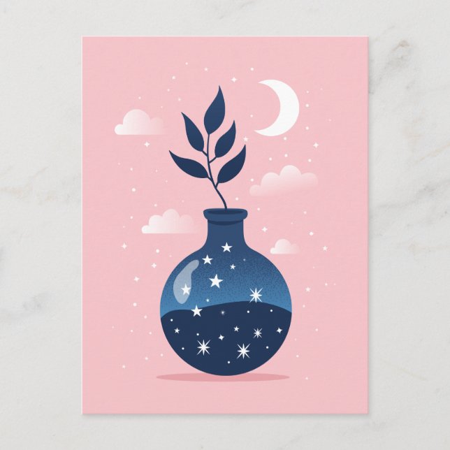 Celestial Starry Night Blossom Feiertagspostkarte (Vorderseite)