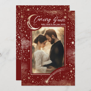 Celestial Starry Night Coming Bald Foto Schwangers Ankündigung