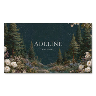 Celestial Starry Night Forest Floral Magnetische Visitenkarte