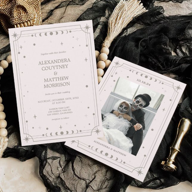 Celestial Starry Night Foto Wedding Einladung (Von Creator hochgeladen)