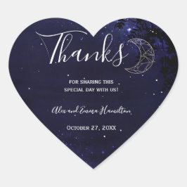 Celestial Starry Night mit Gold Moon Wedding Herz-Aufkleber