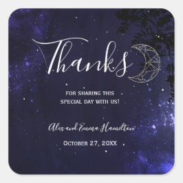Celestial Starry Night mit Gold Moon Wedding Quadratischer Aufkleber
