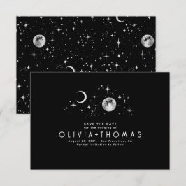 Celestial Starry Night Moon Save the Date schwarz