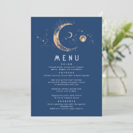 Celestial Starry Night Moon Wedding Menu Einladung