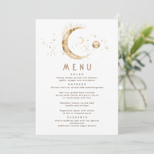 Celestial Starry Night Moon Wedding Menu Einladung