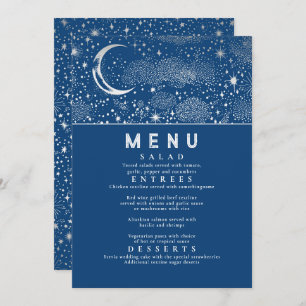 Celestial Starry Night Moon Wedding Menu Einladung