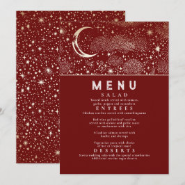 Celestial Starry Night Moon Wedding Menu Einladung