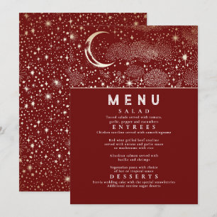 Celestial Starry Night Moon Wedding Menu Einladung