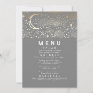 Celestial Starry Night Moon Wedding Menu Einladung