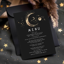 Celestial Starry Night Moon Wedding Menu Einladung
