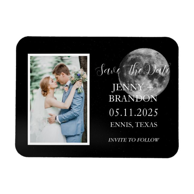 Celestial Starry Night Sky Galaxy Foto Moon Magnet (Horizontal)