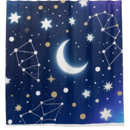 Celestial Starry Night Sky Moon & Co Duschvorhang