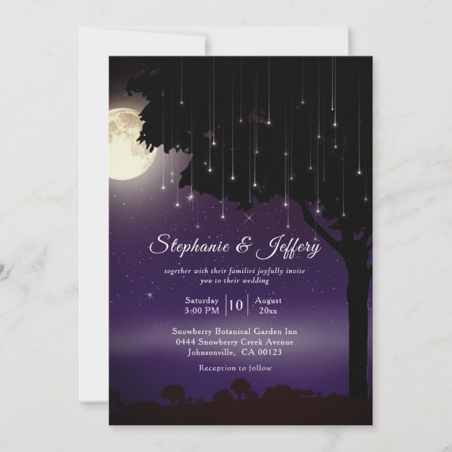 Celestial Starry Night String Lights Wedding Einladung (Vorderseite)