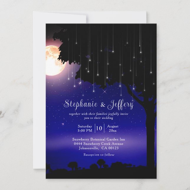 Celestial Starry Night String Lights Wedding Einladung (Vorderseite)