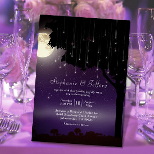 Celestial Starry Night Tree String Lights Wedding Einladung