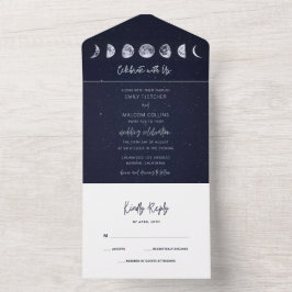 Celestial Starry Sky Moon Phases Celebrate Wedding All In One Einladung