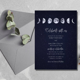 Celestial Starry Sky Moon Phases Celebrate Wedding Einladung