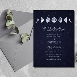 Celestial Starry Sky Moon Phases Celebrate Wedding Einladung