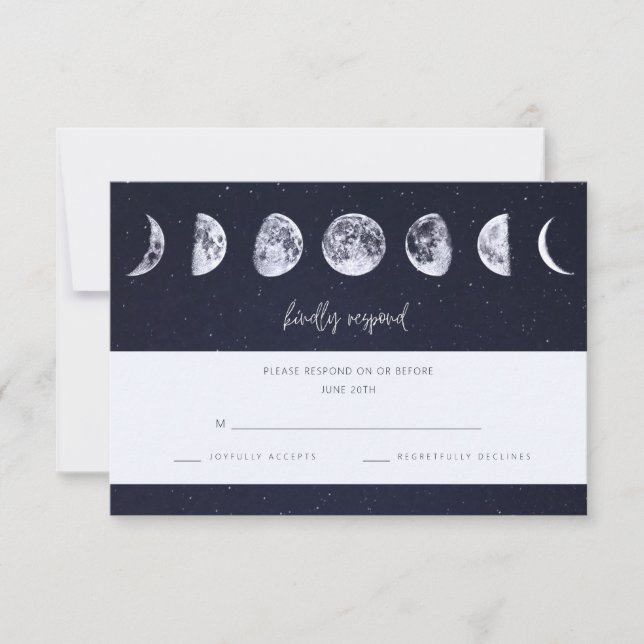Celestial Starry Sky Moon Phases Wedding RSVP (Vorderseite)