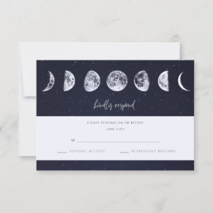 Celestial Starry Sky Moon Phases Wedding RSVP