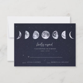Celestial Starry Sky Moon Phases Wedding RSVP Karte